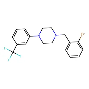1-[(2-bromophenyl)methyl]-4-[3-(trifluoromethyl)phenyl]piperazine structure
