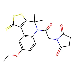 1-[2-(8-ethoxy-4,4-dimethyl-1-thioxo-1,4-dihydro-5H-[1,2]dithiolo[3,4-c]quinolin-5-yl)-2-oxoethyl]-2,5-pyrrolidinedione structure