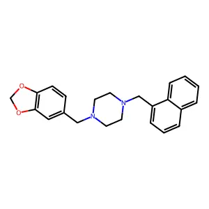 1-(1,3-benzodioxol-5-ylmethyl)-4-(naphthalen-1-ylmethyl)piperazine structure