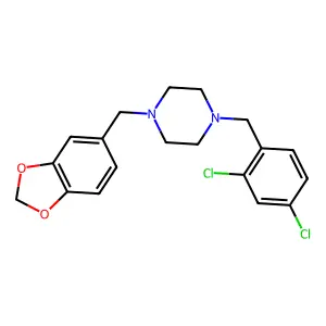 1-(1,3-benzodioxol-5-ylmethyl)-4-(2,4-dichlorobenzyl)piperazine structure