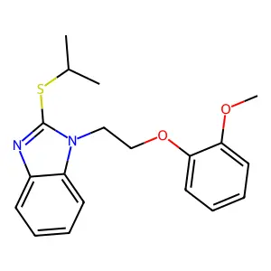 1-[2-(2-methoxyphenoxy)ethyl]-2-propan-2-ylsulfanylbenzimidazole structure