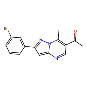 1-[2-(3-bromophenyl)-7-methylpyrazolo[1,5-a]pyrimidin-6-yl]ethanone structure