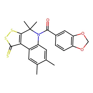 1,3-benzodioxol-5-yl(4,4,7,8-tetramethyl-1-thioxo-1,4-dihydro-5H-[1,2]dithiolo[3,4-c]quinolin-5-yl)methanone structure