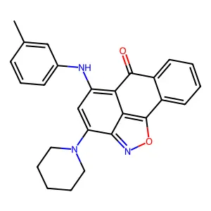 10-(3-methylanilino)-12-piperidin-1-yl-15-oxa-14-azatetracyclo[7.6.1.02,7.013,16]hexadeca-1(16),2,4,6,9,11,13-heptaen-8-one structure