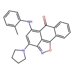 10-(2-methylanilino)-12-pyrrolidin-1-yl-15-oxa-14-azatetracyclo[7.6.1.02,7.013,16]hexadeca-1(16),2,4,6,9,11,13-heptaen-8-one structure