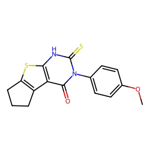 11-(4-methoxyphenyl)-10-sulfanylidene-7-thia-9,11-diazatricyclo[6.4.0.02,6]dodeca-1(8),2(6)-dien-12-one structure