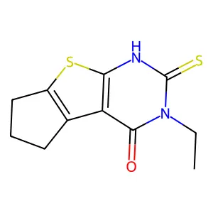 11-ethyl-10-sulfanylidene-7-thia-9,11-diazatricyclo[6.4.0.02,6]dodeca-1(8),2(6)-dien-12-one structure