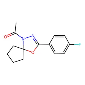 1-(3-(4-fluorophenyl)-4-oxa-1,2-diazaspiro[4.4]non-2-en-1-yl)ethanone structure