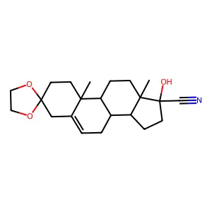 (10'R,13'S,14'S,17'S)-17'-hydroxy-10',13'-dimethylspiro[1,3-dioxolane-2,3'-2,4,7,8,9,11,12,14,15,16-decahydro-1H-cyclopenta[a]phenanthrene]-17'-carbonitrile structure