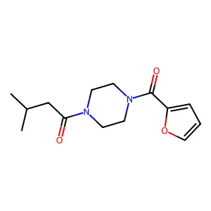 1-(2-furoyl)-4-(3-methylbutanoyl)piperazine structure
