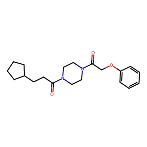 1-(3-cyclopentylpropanoyl)-4-(phenoxyacetyl)piperazine structure