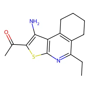 1-(1-amino-5-ethyl-6,7,8,9-tetrahydrothieno[2,3-c]isoquinolin-2-yl)ethanone structure