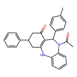 10-Acetyl-11-(4-methylphenyl)-3-phenyl-2,3,4,5,10,11-hexahydro-1H-dibenzo[b,E][1,4]diazepin-1-one structure