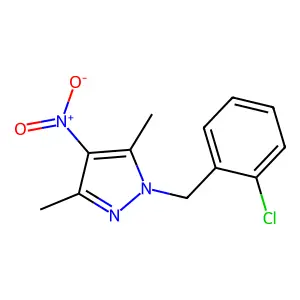 1-[(2-chlorophenyl)methyl]-3,5-dimethyl-4-nitropyrazole structure
