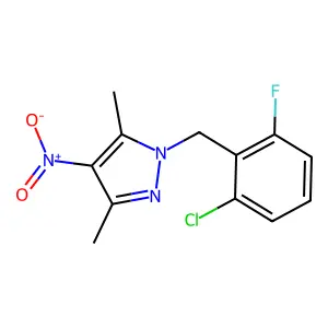 1-(2-chloro-6-fluorobenzyl)-3,5-dimethyl-4-nitro-1H-pyrazole structure