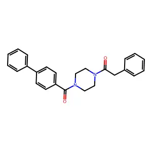 1-([1,1'-biphenyl]-4-ylcarbonyl)-4-(phenylacetyl)piperazine structure