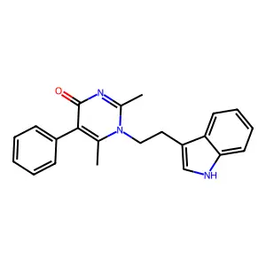1-(2-(1H-indol-3-yl)ethyl)-2,6-dimethyl-5-phenylpyrimidin-4(1H)-one structure