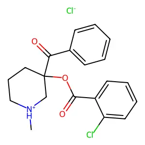 (3-benzoyl-1-methylpiperidin-1-ium-3-yl) 2-chlorobenzoate chloride structure