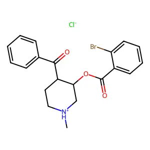 (4-benzoyl-1-methylpiperidin-1-ium-3-yl) 2-bromobenzoate chloride structure