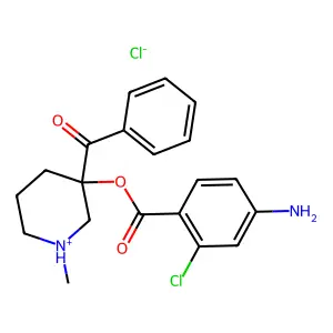 (3-benzoyl-1-methylpiperidin-1-ium-3-yl) 4-amino-2-chlorobenzoate chloride structure