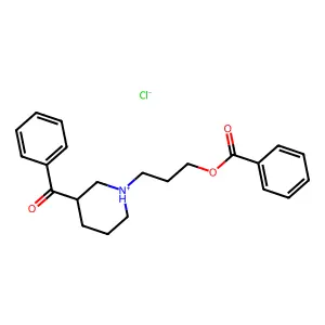 3-(3-benzoylpiperidin-1-ium-1-yl)propyl benzoate chloride structure