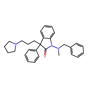 1-[benzyl(methyl)amino]-3-phenyl-3-(3-pyrrolidin-1-ylpropyl)indol-2-one structure