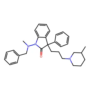 1-[benzyl(methyl)amino]-3-[3-(3-methylpiperidin-1-yl)propyl]-3-phenylindol-2-one structure