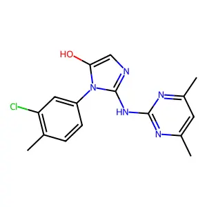 1-(3-chloro-4-methylphenyl)-2-[(4,6-dimethyl-2-pyrimidinyl)amino]-1H-imidazol-5-ol structure