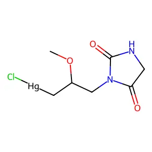 chloro-[3-(2,5-dioxoimidazolidin-1-yl)-2-methoxypropyl]mercury structure