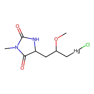 chloro-[2-methoxy-3-(1-methyl-2,5-dioxoimidazolidin-4-yl)propyl]mercury structure