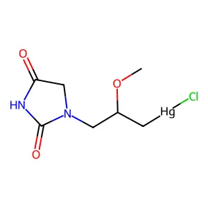 MERCURY, CHLORO(3-(2,4-DIOXO-1-IMIDAZOLIDINYL)-2-METHOXYPROPYL)- structure