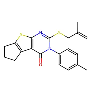 11-(4-methylphenyl)-10-(2-methylprop-2-enylsulfanyl)-7-thia-9,11-diazatricyclo[6.4.0.02,6]dodeca-1(8),2(6),9-trien-12-one structure
