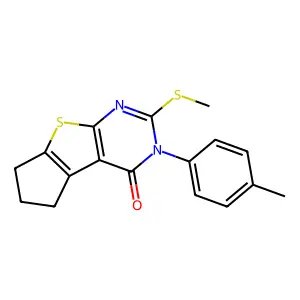 11-(4-methylphenyl)-10-methylsulfanyl-7-thia-9,11-diazatricyclo[6.4.0.02,6]dodeca-1(8),2(6),9-trien-12-one structure