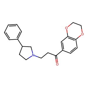 1-(2,3-dihydro-1,4-benzodioxin-6-yl)-3-(3-phenylpyrrolidin-1-yl)propan-1-one structure