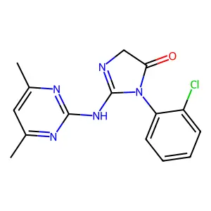 1-(2-chlorophenyl)-2-[(4,6-dimethylpyrimidin-2-yl)amino]-4H-imidazol-5-one structure