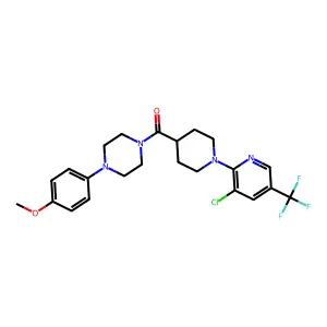 {1-[3-chloro-5-(trifluoromethyl)-2-pyridinyl]-4-piperidinyl}[4-(4-methoxyphenyl)piperazino]methanone structure