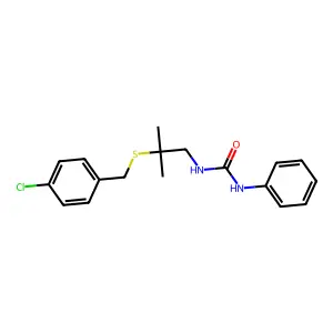 1-[2-[(4-chlorophenyl)methylsulfanyl]-2-methylpropyl]-3-phenylurea structure