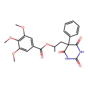 1-(2,4,6-trioxo-5-phenyl-1,3-diazinan-5-yl)propan-2-yl 3,4,5-trimethoxybenzoate structure