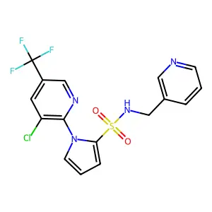 1-[3-chloro-5-(trifluoromethyl)-2-pyridinyl]-N-(pyridin-3-ylmethyl)pyrrole-2-sulfonamide structure
