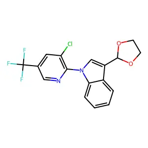 1-[3-chloro-5-(trifluoromethyl)-2-pyridinyl]-3-(1,3-dioxolan-2-yl)indole structure