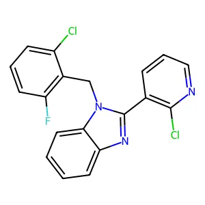 1-[(2-chloro-6-fluorophenyl)methyl]-2-(2-chloro-3-pyridinyl)benzimidazole structure