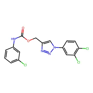 [1-(3,4-dichlorophenyl)triazol-4-yl]methyl N-(3-chlorophenyl)carbamate structure
