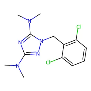 1-[(2,6-dichlorophenyl)methyl]-3-N,3-N,5-N,5-N-tetramethyl-1,2,4-triazole-3,5-diamine structure