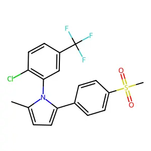 1-[2-chloro-5-(trifluoromethyl)phenyl]-2-methyl-5-(4-methylsulfonylphenyl)pyrrole structure