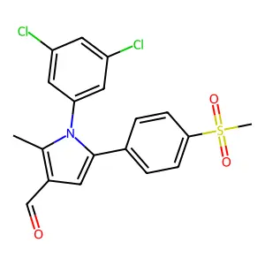 1-(3,5-dichlorophenyl)-2-methyl-5-(4-methylsulfonylphenyl)pyrrole-3-carbaldehyde structure