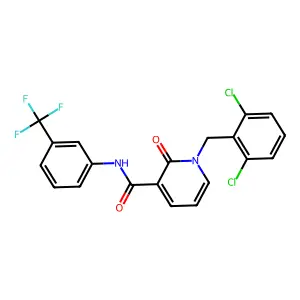1-[(2,6-dichlorophenyl)methyl]-2-oxo-N-[3-(trifluoromethyl)phenyl]pyridine-3-carboxamide structure