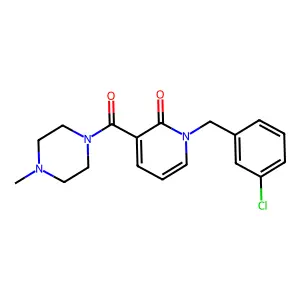 1-[(3-chlorophenyl)methyl]-3-(4-methylpiperazine-1-carbonyl)pyridin-2-one structure