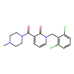 1-[(2,6-dichlorophenyl)methyl]-3-(4-methylpiperazine-1-carbonyl)pyridin-2-one structure