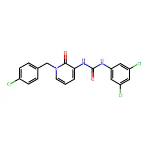 1-[1-[(4-chlorophenyl)methyl]-2-oxo-3-pyridinyl]-3-(3,5-dichlorophenyl)urea structure