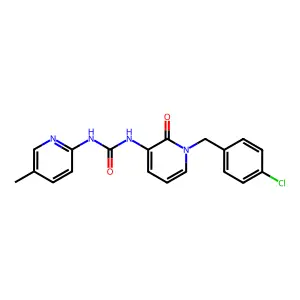 1-[1-[(4-chlorophenyl)methyl]-2-oxo-3-pyridinyl]-3-(5-methyl-2-pyridinyl)urea structure